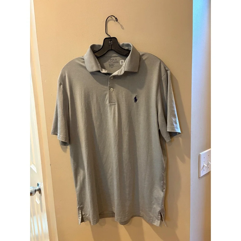 Polo Ralph Lauren Performance Mens Gray Short Sleeve Polo Shirt Size M Stretch